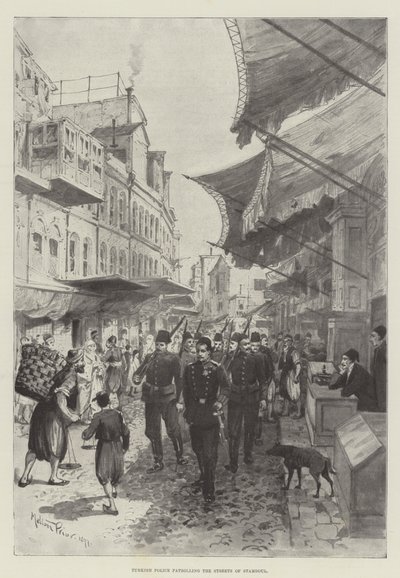 Turkish Police Patrolling the Streets of Stamboul by Melton Prior